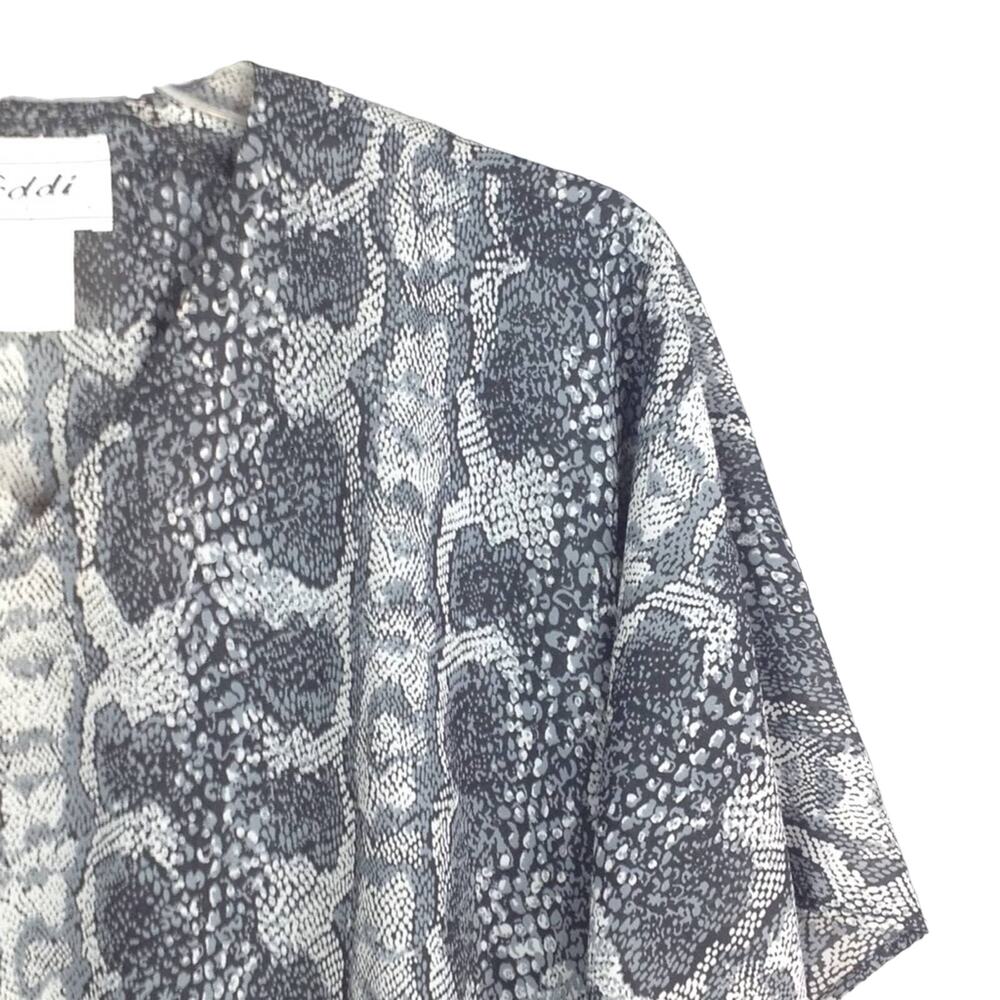 Vintage Teddi Of California Black Snakeskin Short Sleeve Blouse - Picture 5 of 8